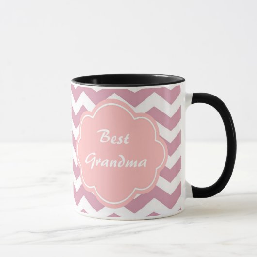 Mug simple, élégant, moderne chevron zigzag rose (Droite)