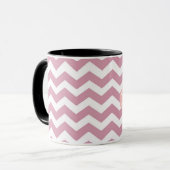 Mug simple, élégant, moderne chevron zigzag rose (Devant gauche)