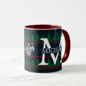 Mug Simple Elegant Moderne Monogramme vacances de Noël (Devant droit)
