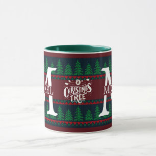 Mug Simple Élégant Monogramme Moderne de Noël vacances