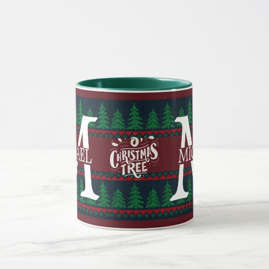 Mug Simple Élégant Monogramme Moderne de Noël vacances (Centre)