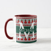 Mug Simple Élégant Monogramme Moderne Noël vacances (Gauche)