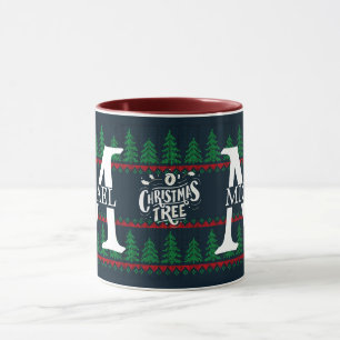 Mug Simple Élégant Monogramme Moderne Noël vacances