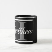 Mug Simple Elegant Noir Blanc Monogramme Bold Classé (Centre)