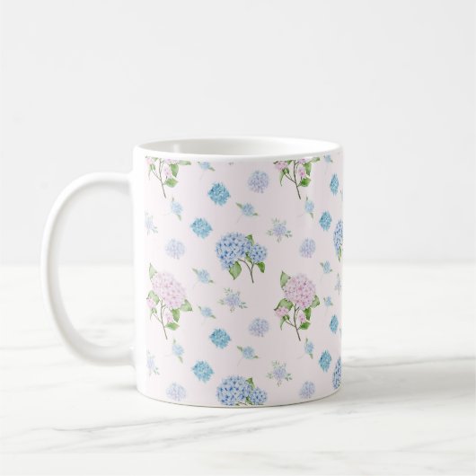 Mug Simple Elegant Watercolor Hydrangea Flowers (Gauche)