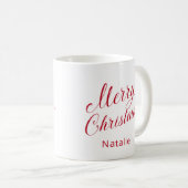 Mug Simple élégante Rouge Script moderne Noël (Devant droit)