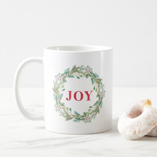 Mug Simple élégante Wreath Joie moderne Noël (Avec donut)