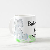 Mug Simple éléphant bébé gris bleu ajouter le nom (Devant gauche)