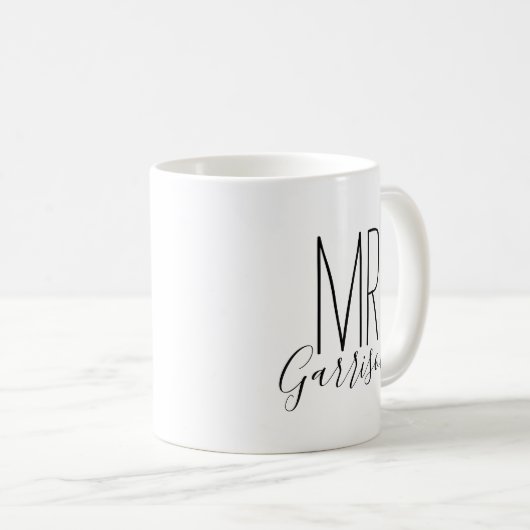 Mug Simple et Douce Initiale Personnalisée de Monsieur (Devant droit)