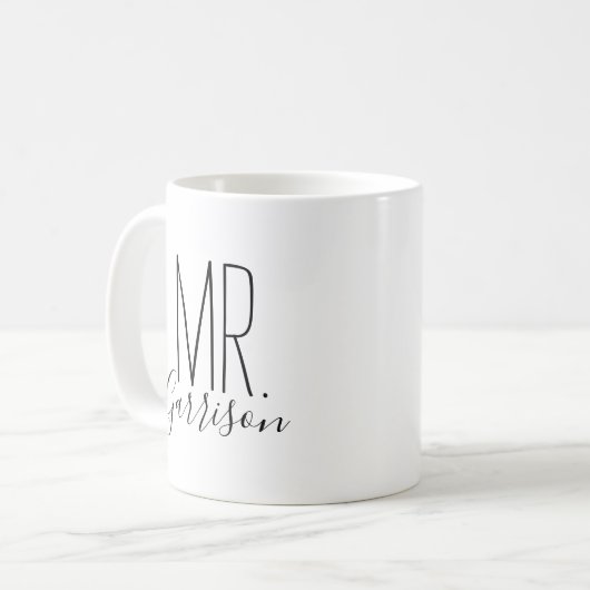 Mug Simple et Douce Initiale Personnalisée de Monsieur (Devant gauche)