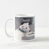 Mug Simple et joli chien blanc photo ajouter un nom à (Gauche)