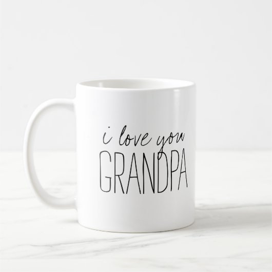 Mug Simple et sucré Personnalisé Je t'aime Grand-père (Gauche)