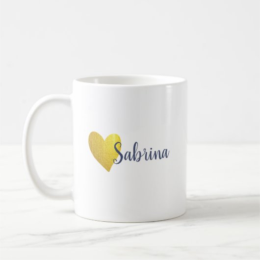 Mug Simple Faux Gold Heart Personnalisé (Gauche)