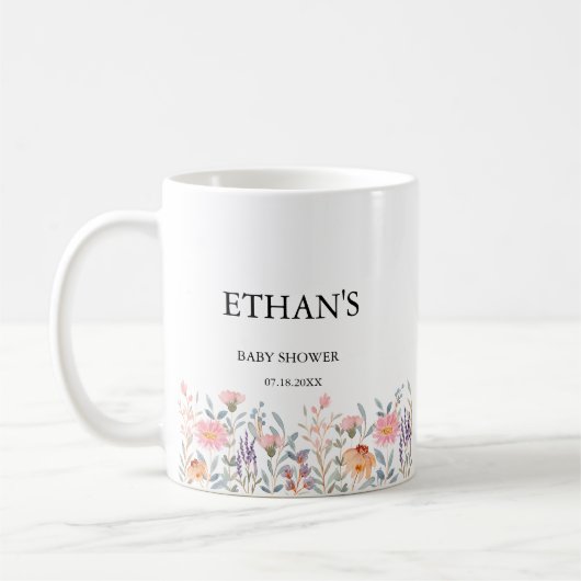 Mug Simple Fête de Bébé Jardin Floral Aquarelle (Gauche)