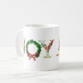 Mug Simple fleur de Noël couronne de joie écriture fan (Devant gauche)