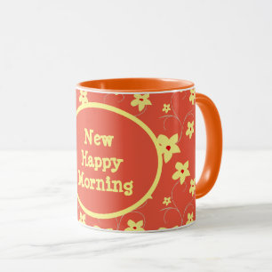 Mug Simple Floral Jaune et Orange Joyeux Matin