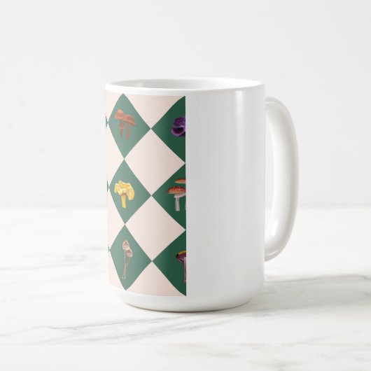 Mug Simple green check with mushrooms (Devant droit)