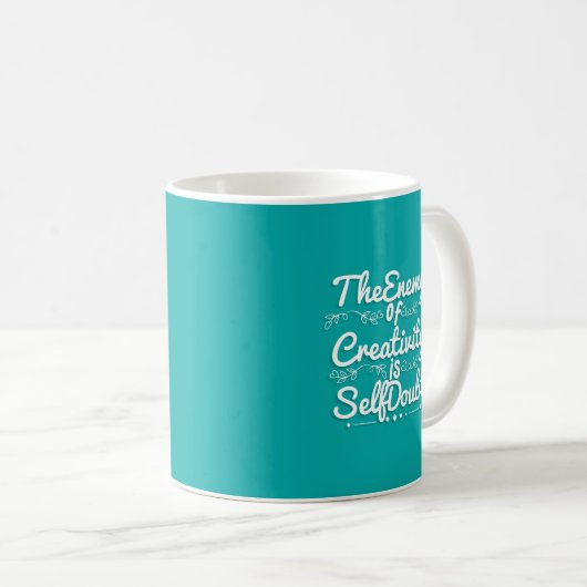 Mug Simple Hand Lettered The Enemy of Creativity  (Devant droit)