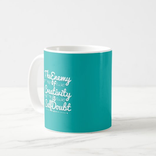Mug Simple Hand Lettered The Enemy of Creativity  (Devant gauche)