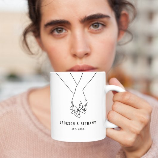 Mug Simple Holding Mains Couple Établi