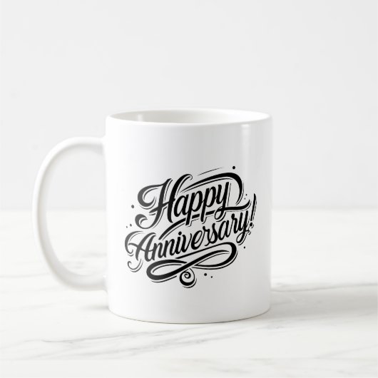 Mug Simple Joyeux Anniversaire Élégante Calligraphie N (Gauche)