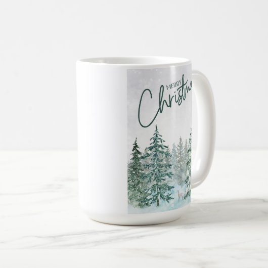 Mug Simple Joyeux Message Noël Deer In The Woods (Devant droit)