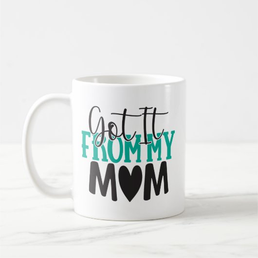 Mug Simple Lecture-Phrase Turquoise Coeur Noir Personn (Gauche)