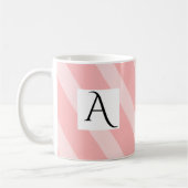 Mug Simple Light Pink Single Initial Wide Stripes (Gauche)
