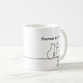 Mug Simple Love Romantic Personalize Two Cat Sitting (Devant droit)