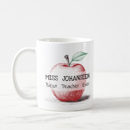 Mug Simple Main Tirée Rouge Pomme mignonne meilleur en (Gauche)