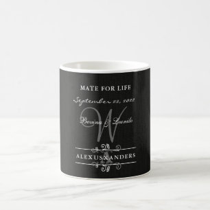 Mug Simple mais élégant : Linge noir avec Monogramme