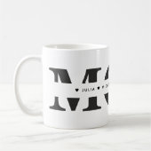 Mug Simple Maman Blanc Noir Ajouter Noms (Gauche)