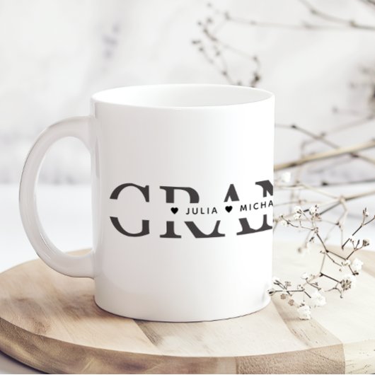 Mug Simple Mamie Noir Blanc Ajouter des Noms