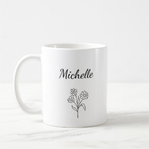 Mug Simple marguerite noir blanc tendance floral