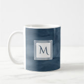 Mug Simple Marine Bleu Marbre subtil Monogramme modern (Gauche)