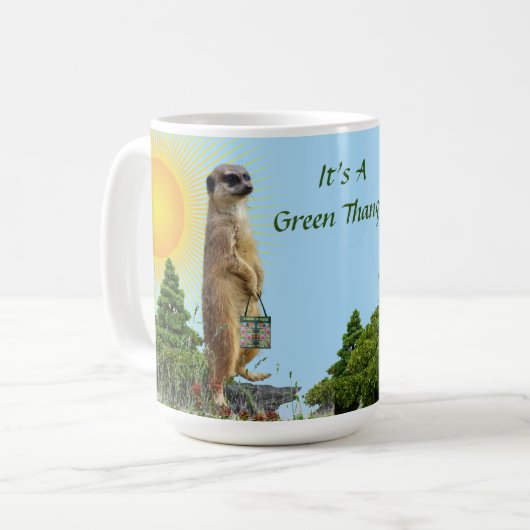 Mug Simple matin 'GreenThang' Meerkat Animal (Devant gauche)