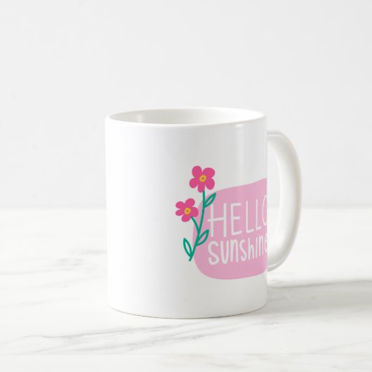 Mug Simple Matin Joyeux soleil rose (Devant droit)
