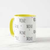 Mug Simple mignon Petits coeurs + texte "mien" | Amour (Devant gauche)