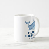 Mug Simple mignonne Baleine Bleu Mer Joyeux Anniversai (Devant droit)