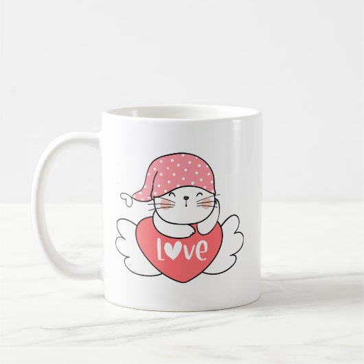 Mug Simple mignonne doux charmant sourire blanc Coeur (Gauche)