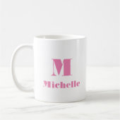 Mug Simple mignonne Nom initial Lettre solide Couleur  (Gauche)