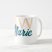 Mug simple minimal ajouter nom monogramme orange bleu (Devant droit)
