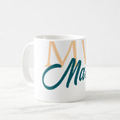 Mug simple minimal ajouter nom monogramme orange bleu (Devant gauche)