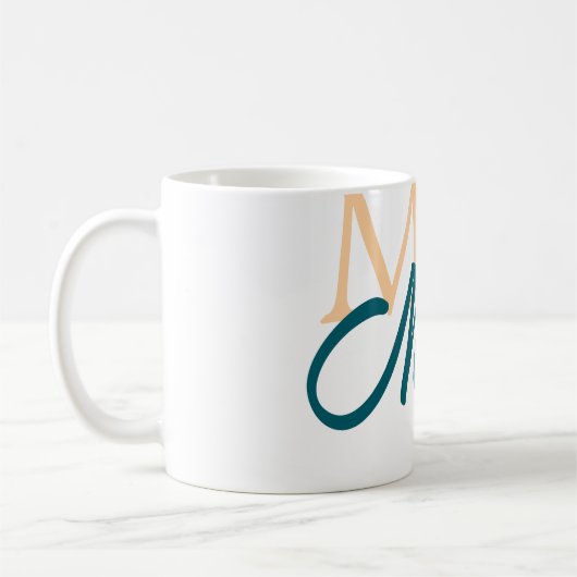 Mug simple minimal ajouter nom monogramme orange bleu (Gauche)
