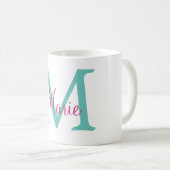 Mug simple minimal ajouter nom monogramme vert rose bl (Devant droit)