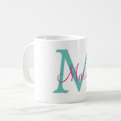 Mug simple minimal ajouter nom monogramme vert rose bl (Devant gauche)
