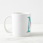 Mug simple minimal ajouter nom monogramme vert rose bl (Gauche)
