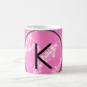 Mug simple minimal blanc monogramme paillettes rose hy
