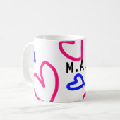 Mug SIMPLE MINIMAL.CUTIE AJOUTER NOM BÉBÉ cœur ajouter (Devant gauche)