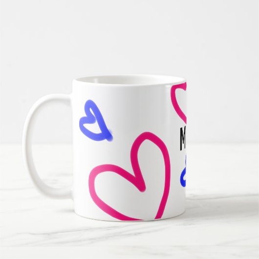 Mug SIMPLE MINIMAL.CUTIE AJOUTER NOM BÉBÉ cœur ajouter (Gauche)